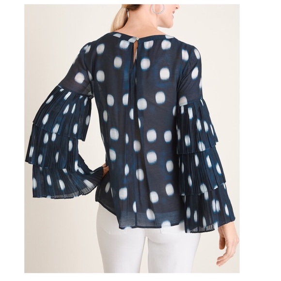 New! CHICO’S Black Label Polka Dot Tier-Sleeve Top - Picture 5 of 14